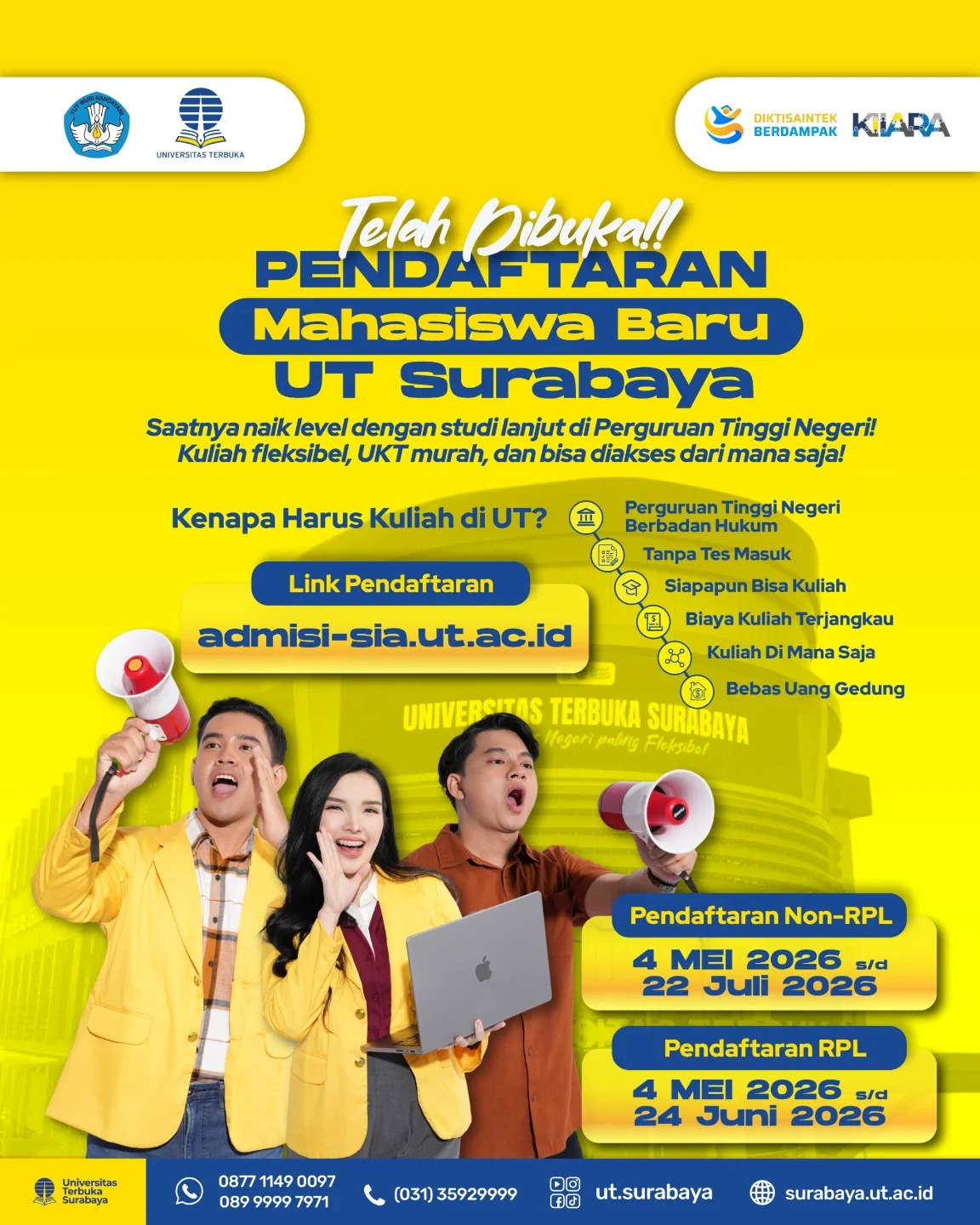 Pendaftaran Mahasiswa Baru Universitas Terbuka Surabaya Semester 2026/2027 Ganjil Resmi Dibuka
